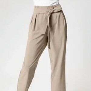 NEW Athleta Skyline Pant II Beige Belted Lightweight Travel High Rise Pant